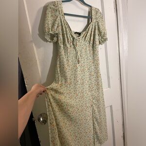 Adorable light green floral long dress